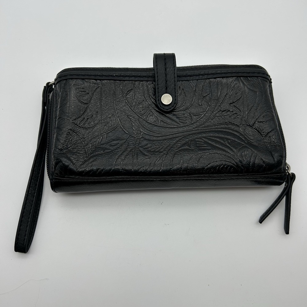 The Sak Purse black  Tooled Leather Iris Bag Wallet Clutch Smartphone‎ No Straps